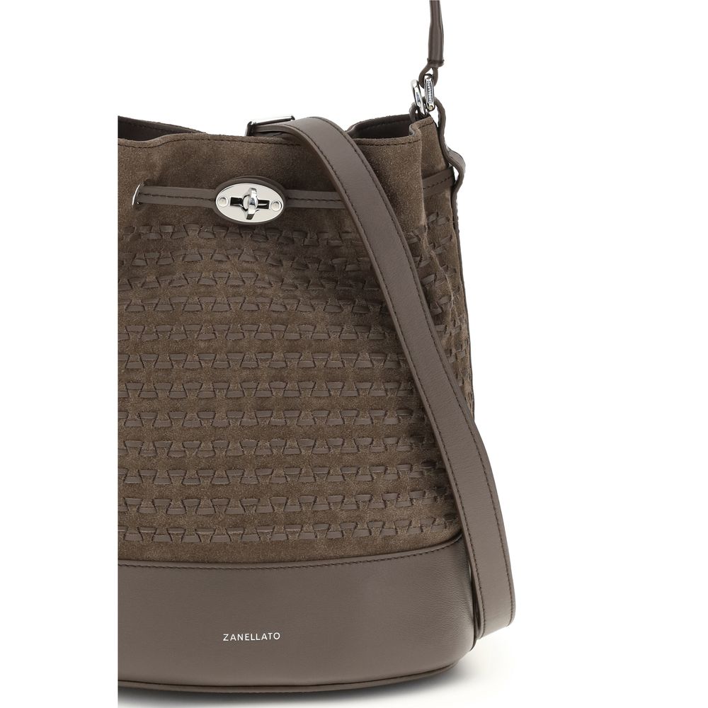 Zanellato Brown Calf Leather Bos Taurus Backet Bag - Image 4