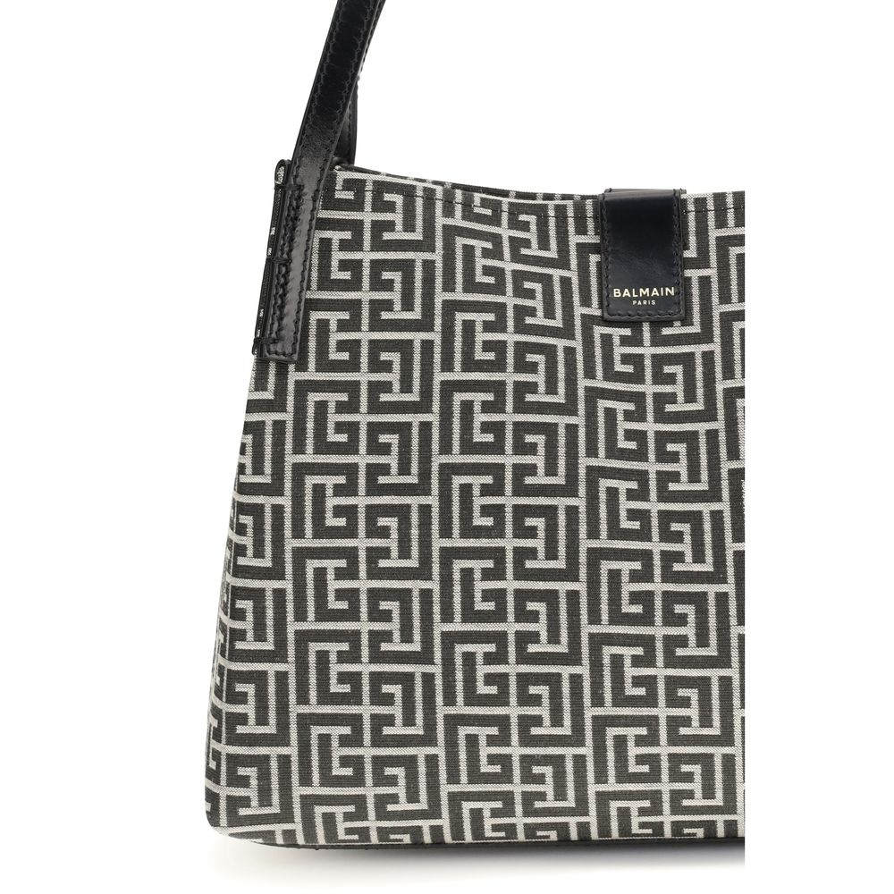 Balmain Black Cotton Shoulder Bag - Image 4