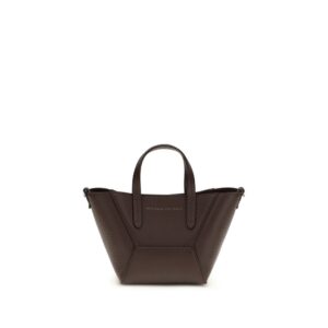 Brunello Cucinelli Bordeaux Calf Leather Bos Taurus Shoulder Bag