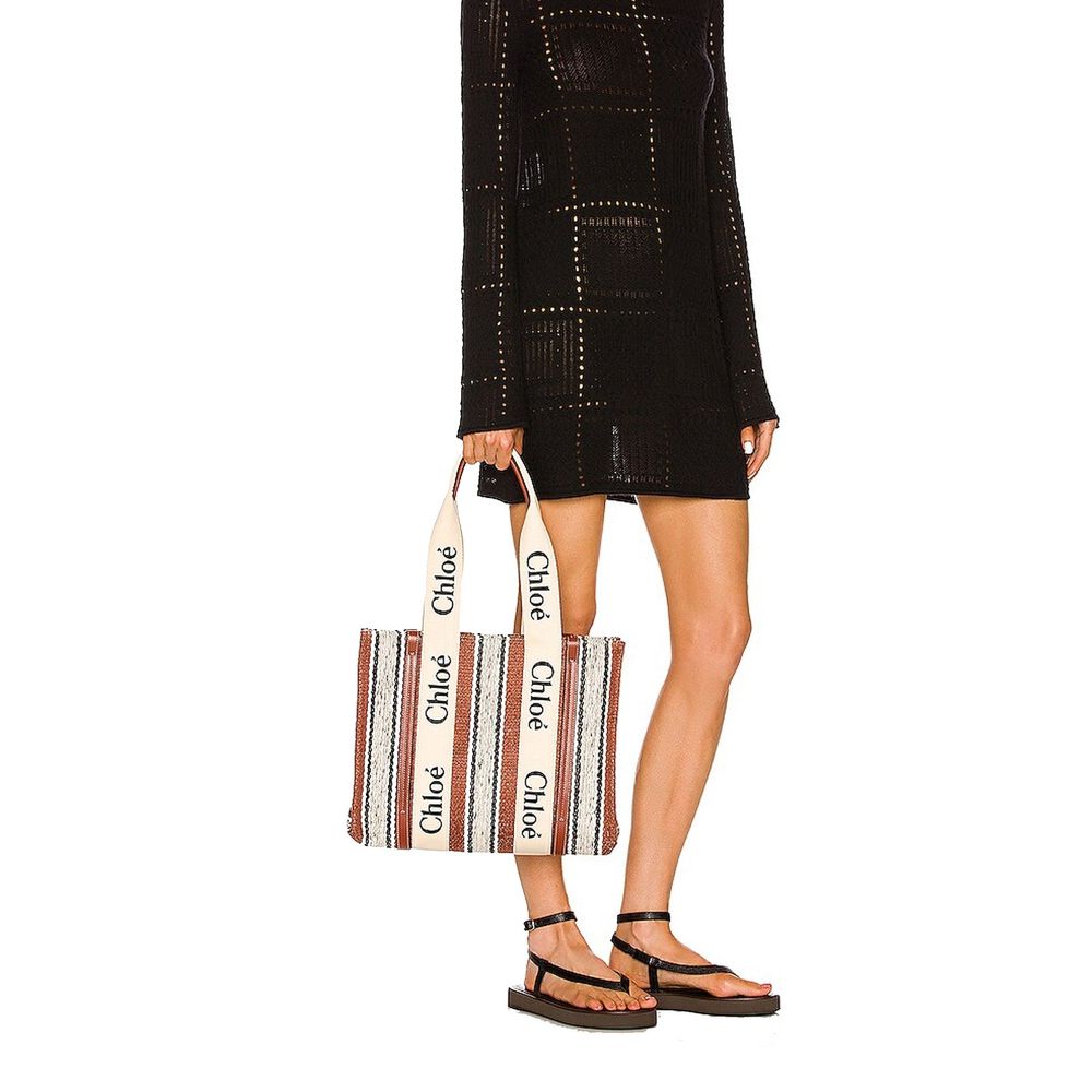 Chloé Brown Linen Tote Bag - Image 4
