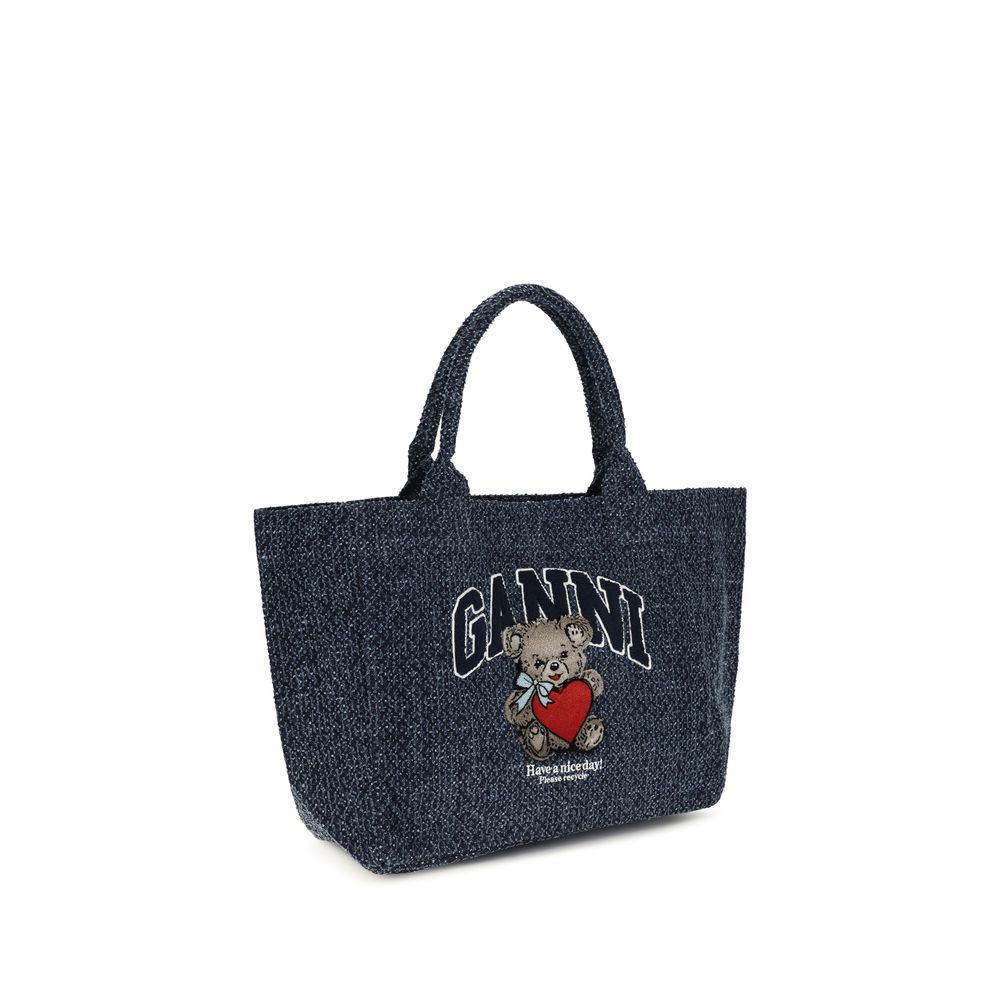 Ganni Blue Cotton Shoulder Bag - Image 2