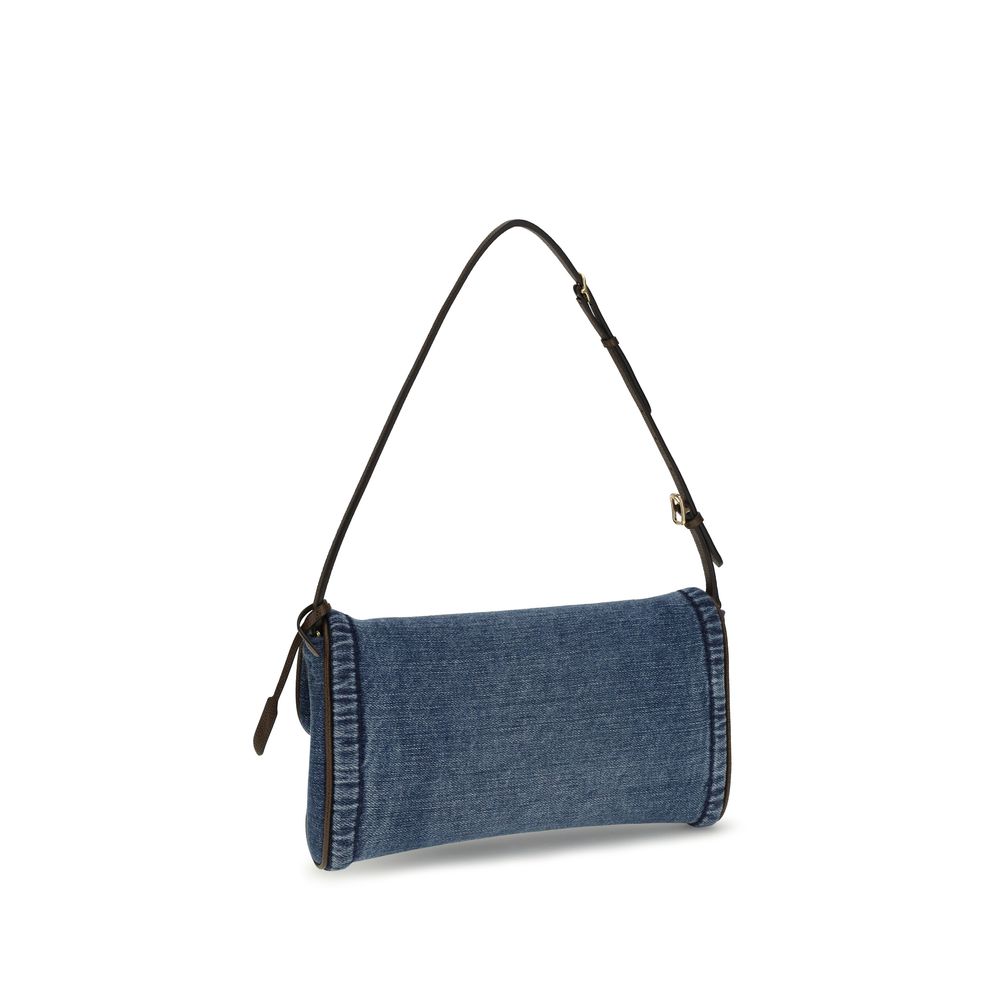 Valentino Garavani Blue Cotton Shoulder Bag - Image 3