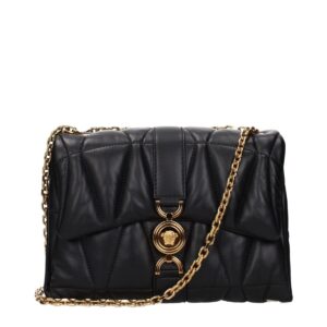 Versace Black Leather Shoulder Bag