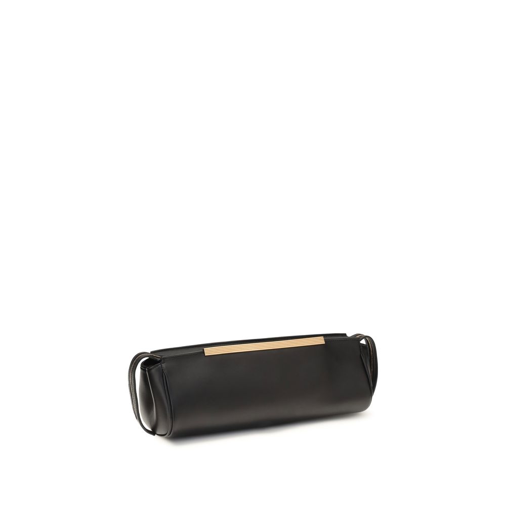 Khaite Black Calf Leather Bos Taurus Clutch Bag - Image 3
