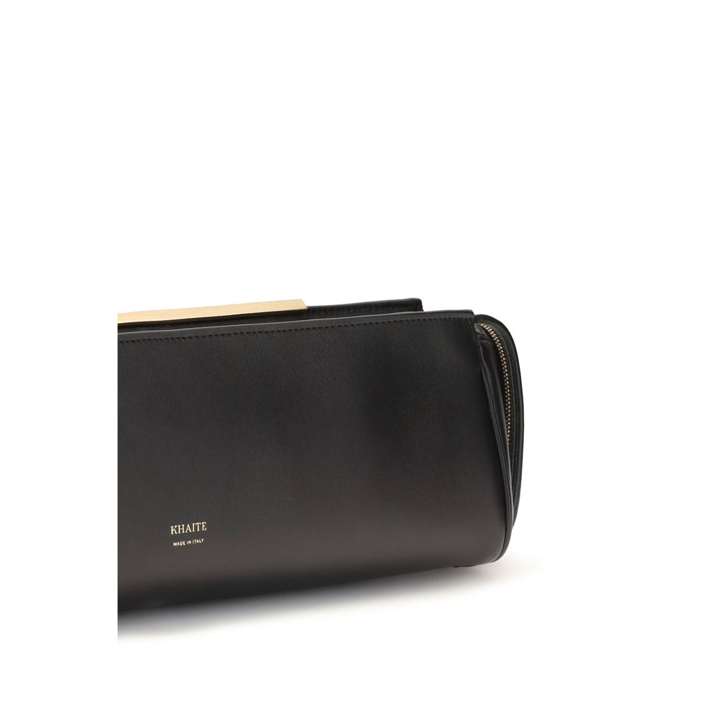 Khaite Black Calf Leather Bos Taurus Clutch Bag - Image 4