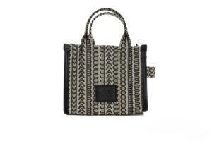 Marc Jacobs The Monogram Beige Mini Tote Woven Jacquard Canvas Crossbody Handbag