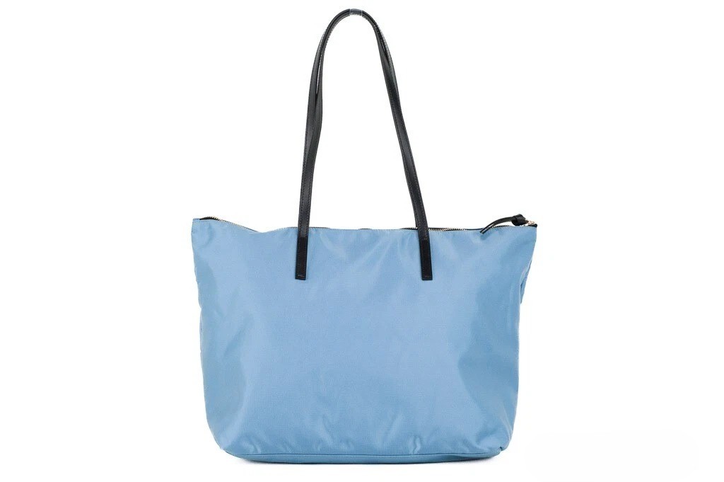 Versace Portuna Medusa Medium Cornflower Blue Nylon Leather Tote Bag Purse - Image 3
