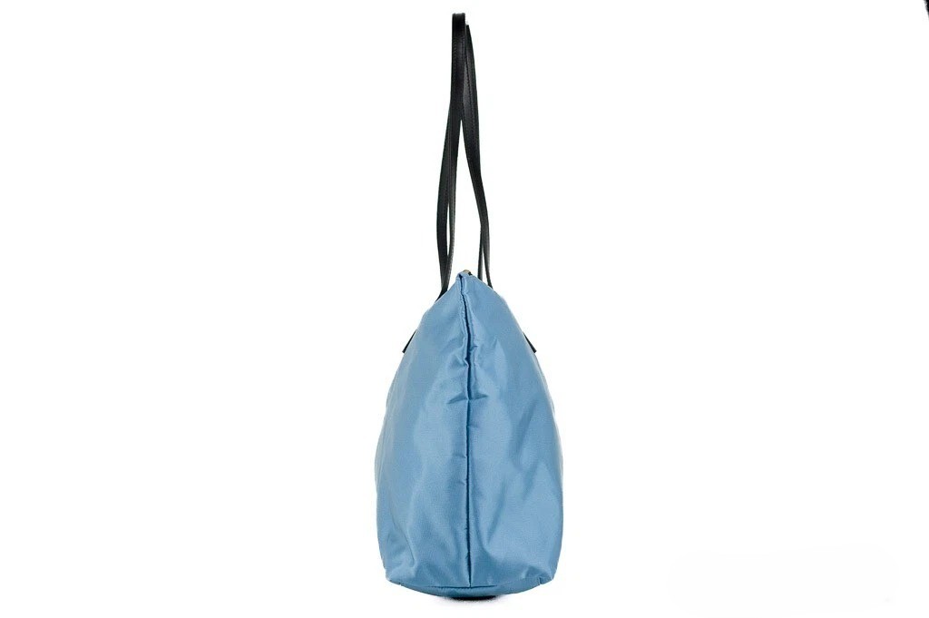 Versace Portuna Medusa Medium Cornflower Blue Nylon Leather Tote Bag Purse - Image 4