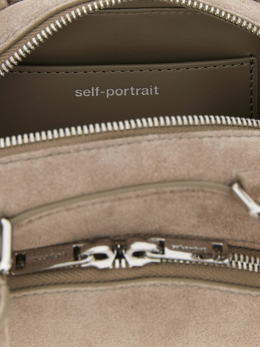 Self-Portrait Gray Lamb Leather Shoulder Bag - Image 4
