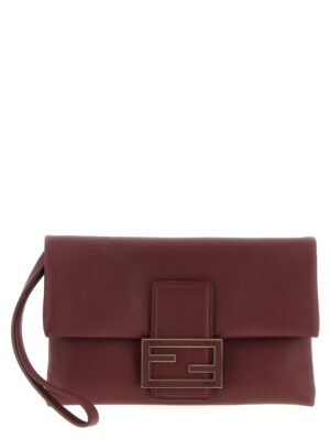 Fendi Bordeaux Lamb Leather Clutch Bag