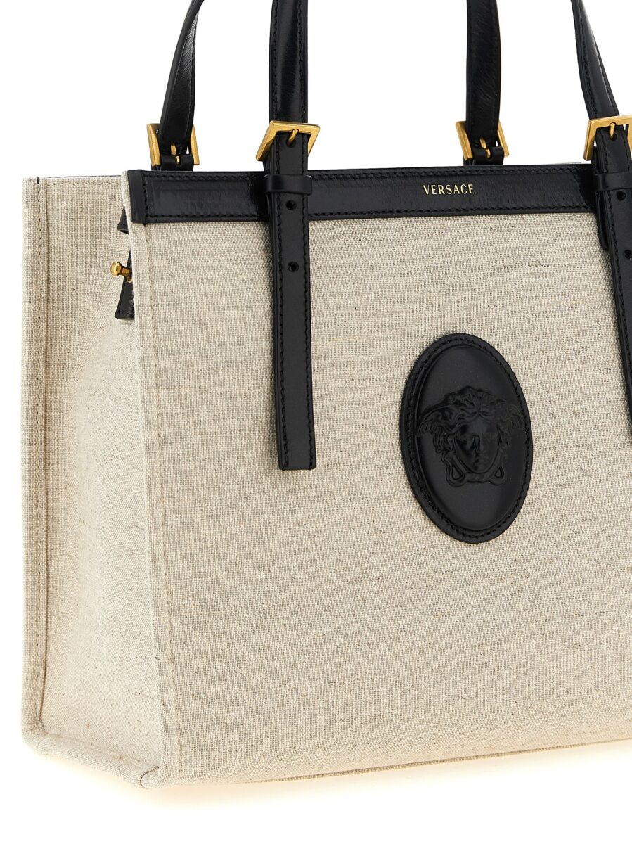 Versace Beige Leather Tote Bag - Image 3