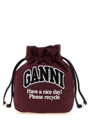 Ganni Bordeaux Recycled Polyamide Clutch Bag