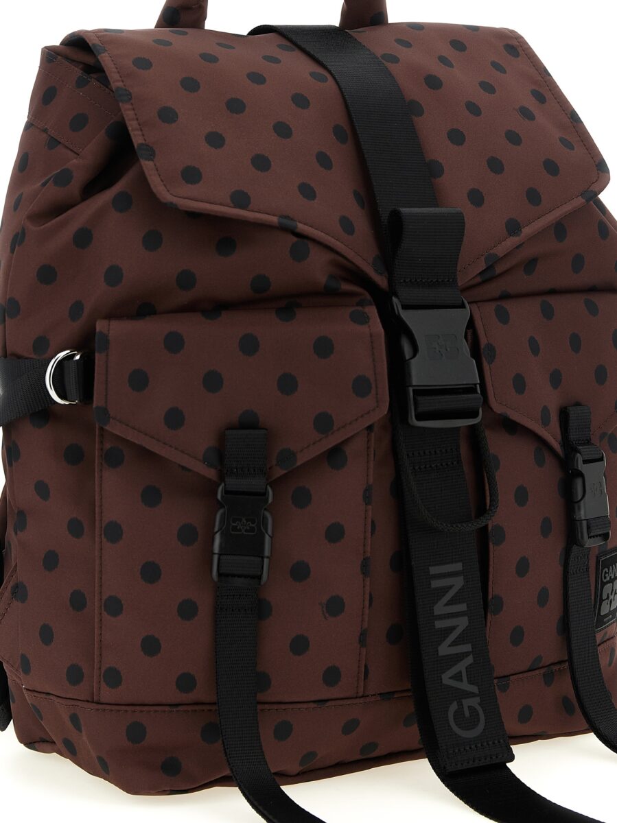 Ganni Brown Recycled Polyamide Backpack - Image 3