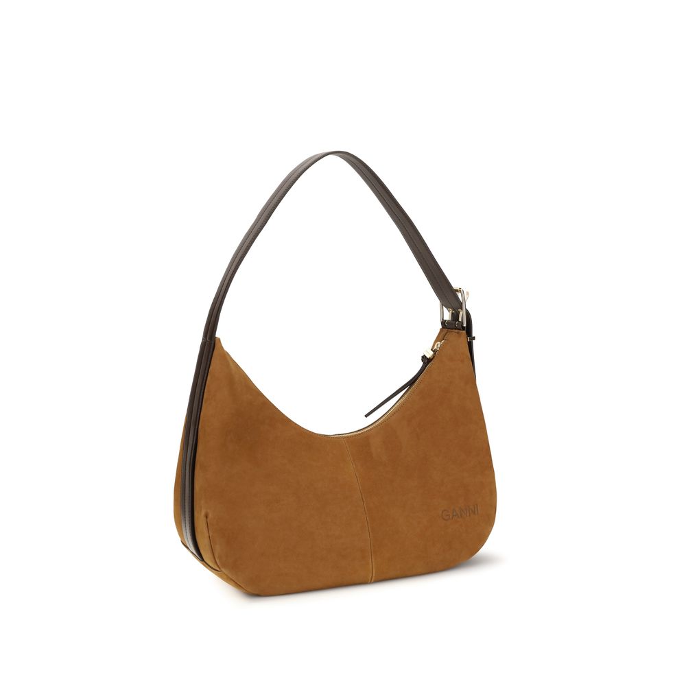 Ganni Brown Recycled Polyester Shoulder Bag - Image 3