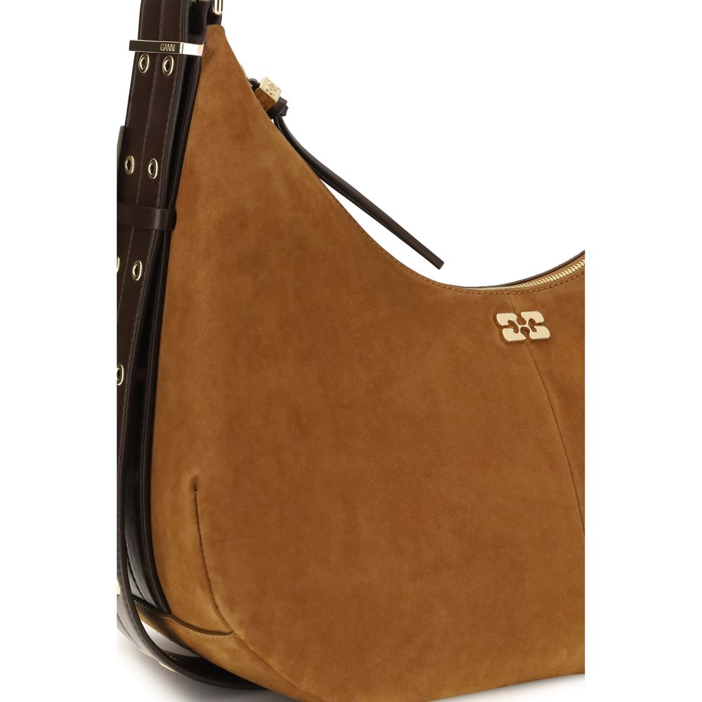 Ganni Brown Recycled Polyester Shoulder Bag - Image 4