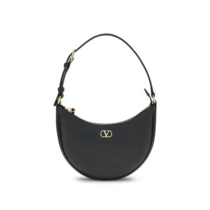 Valentino Garavani Black Calf Leather Bos Taurus Shoulder Bag