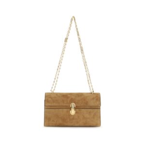 Savette Beige Calf Leather Bos Taurus Clutch Bag