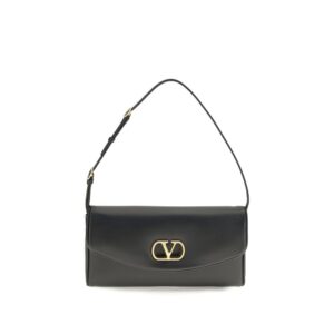 Valentino Garavani Black Calf Leather Bos Taurus Shoulder Bag