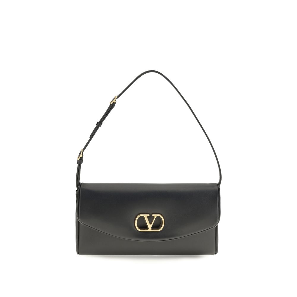 Valentino Garavani Black Calf Leather Bos Taurus Shoulder Bag