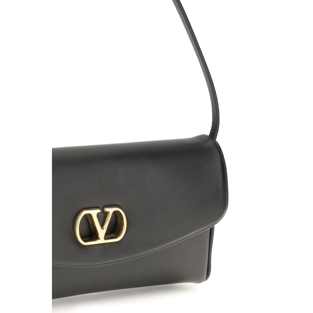 Valentino Garavani Black Calf Leather Bos Taurus Shoulder Bag - Image 4