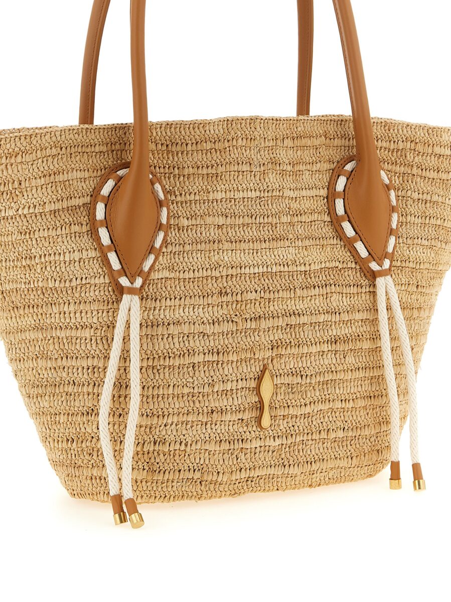 Christian Louboutin Beige Raffia Tote Bag - Image 3