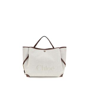 ChloƩ Beige Cotton Shoulder Bag