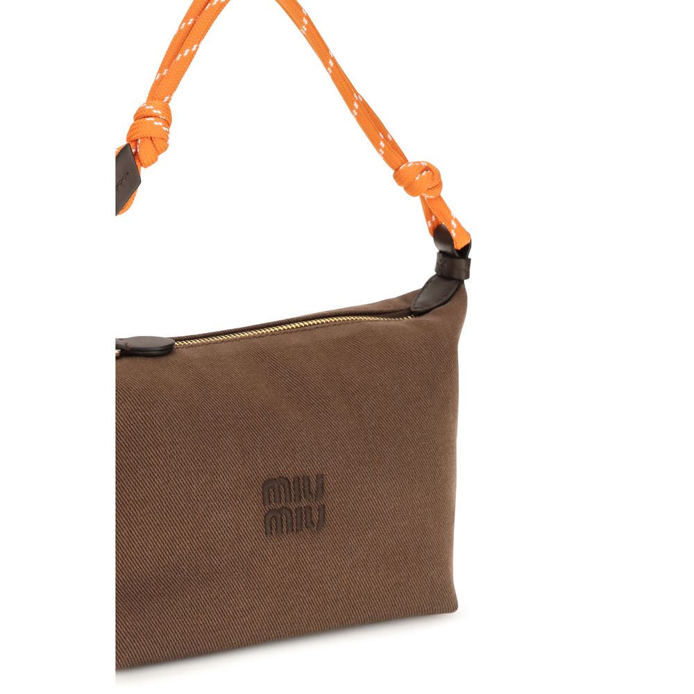 Miu Miu Brown Cotton Shoulder Bag - Image 4