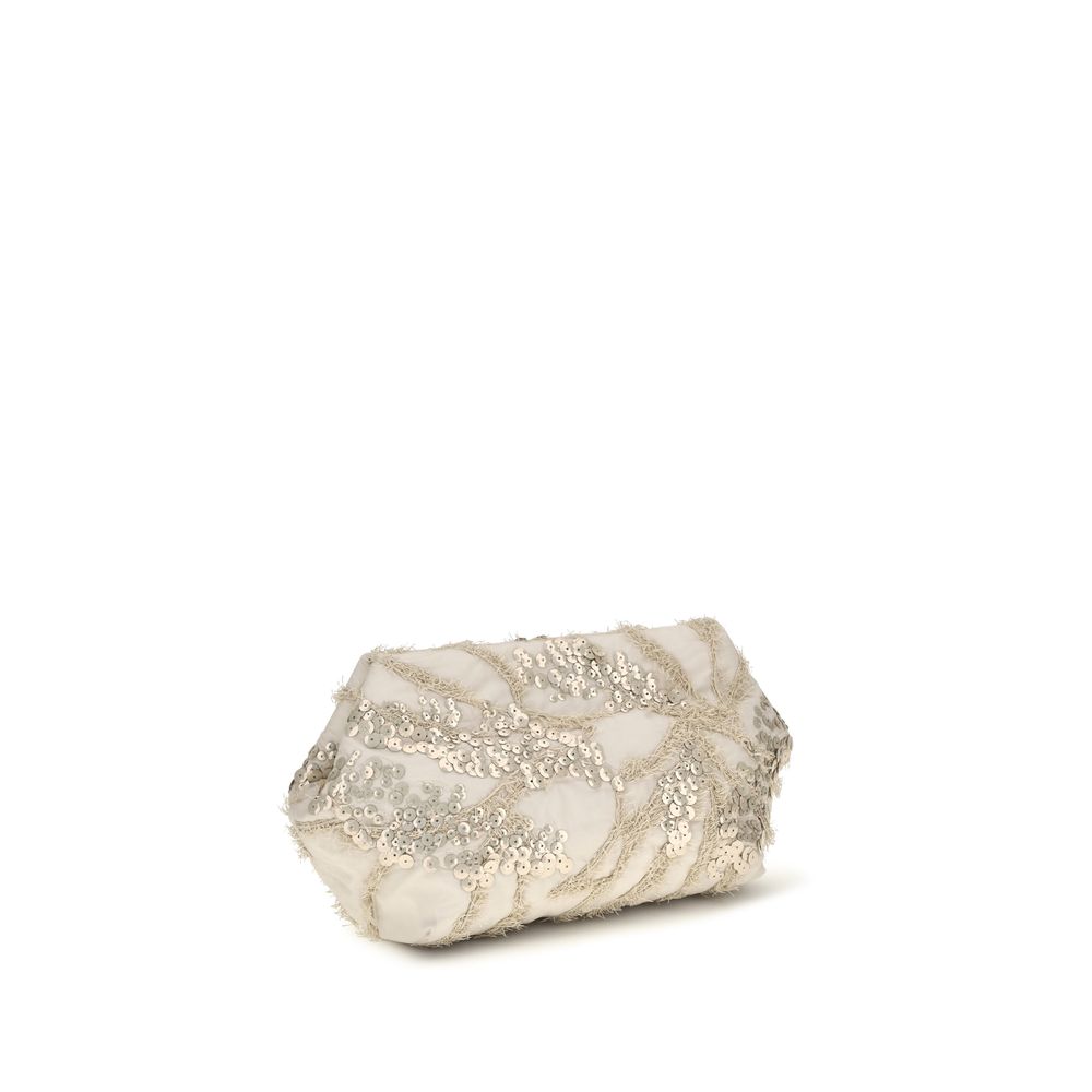 Brunello Cucinelli Beige Silk Clutch Bag - Image 3