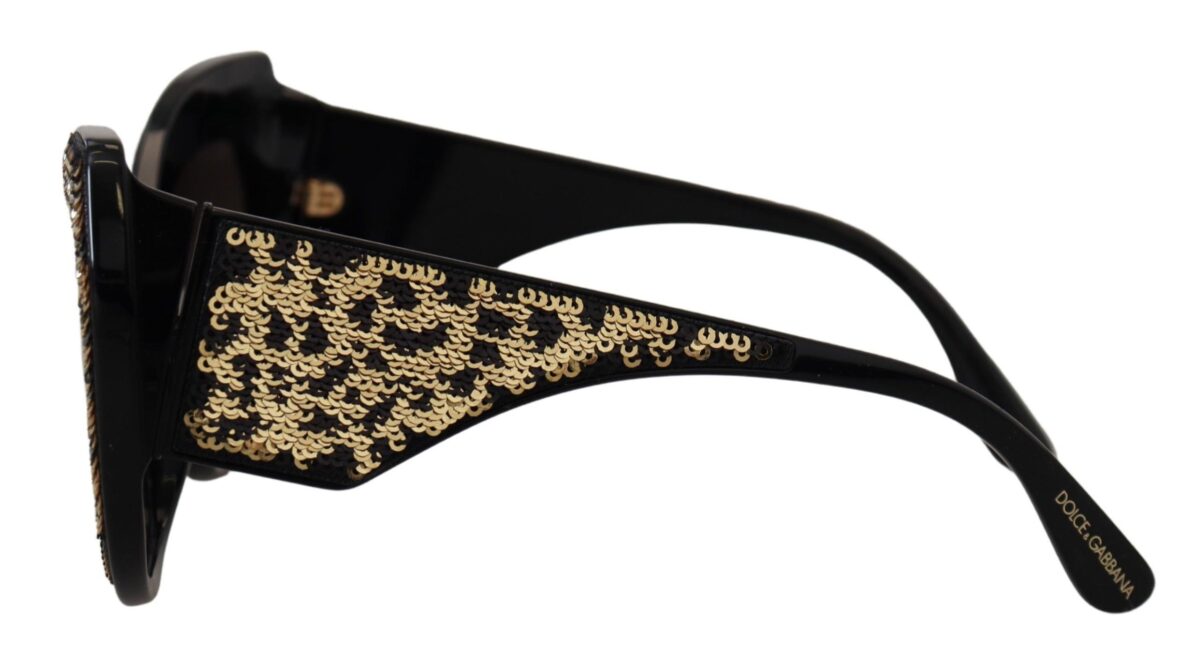 Dolce & Gabbana Black Gold Sequin Butterfly Polarized DG4326 Sunglasses - Image 2