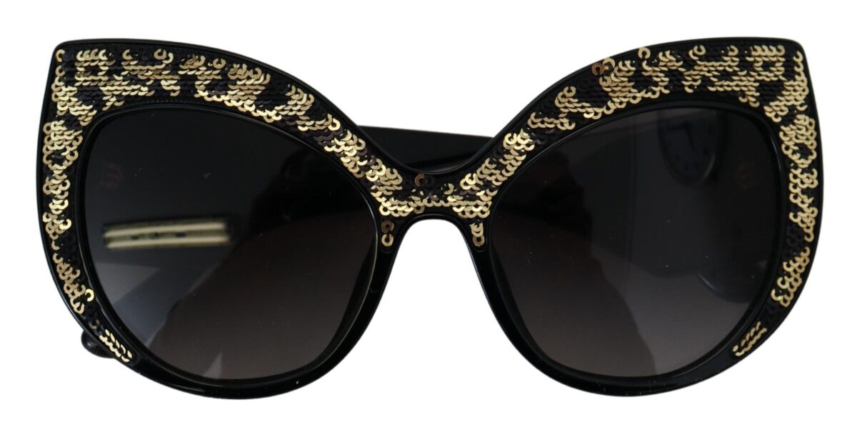 Dolce & Gabbana Black Gold Sequin Butterfly Polarized DG4326 Sunglasses - Image 4