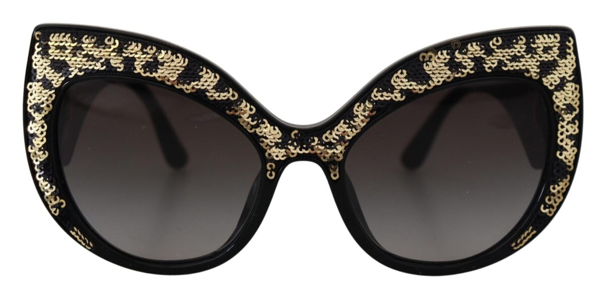 Dolce & Gabbana Black Gold Sequin Butterfly Polarized DG4326 Sunglasses - Image 5