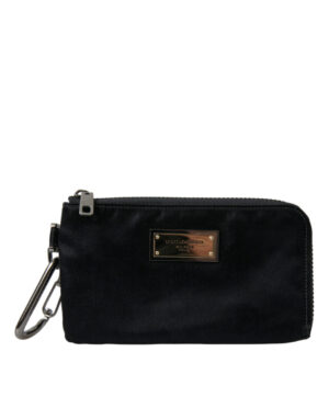 Dolce & Gabbana Black Nylon Logo Plaque Keyring Pouch Clutch Bags