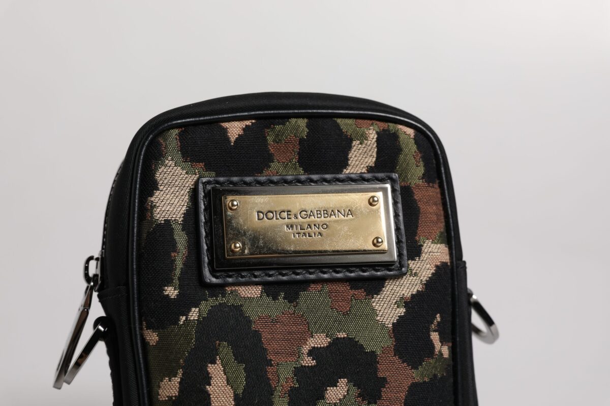 Dolce & Gabbana Multicolor Leopard Jacquard Logo Plaque Neck Strap Bag - Image 6
