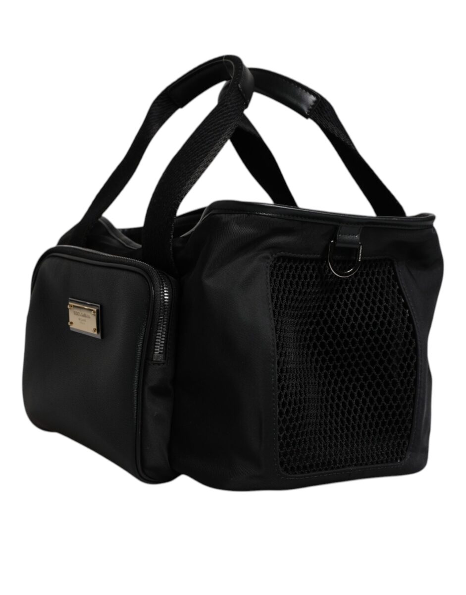 Dolce & Gabbana Black Shoulder Strap Pet Carry Logo Plaque Bag - Image 4