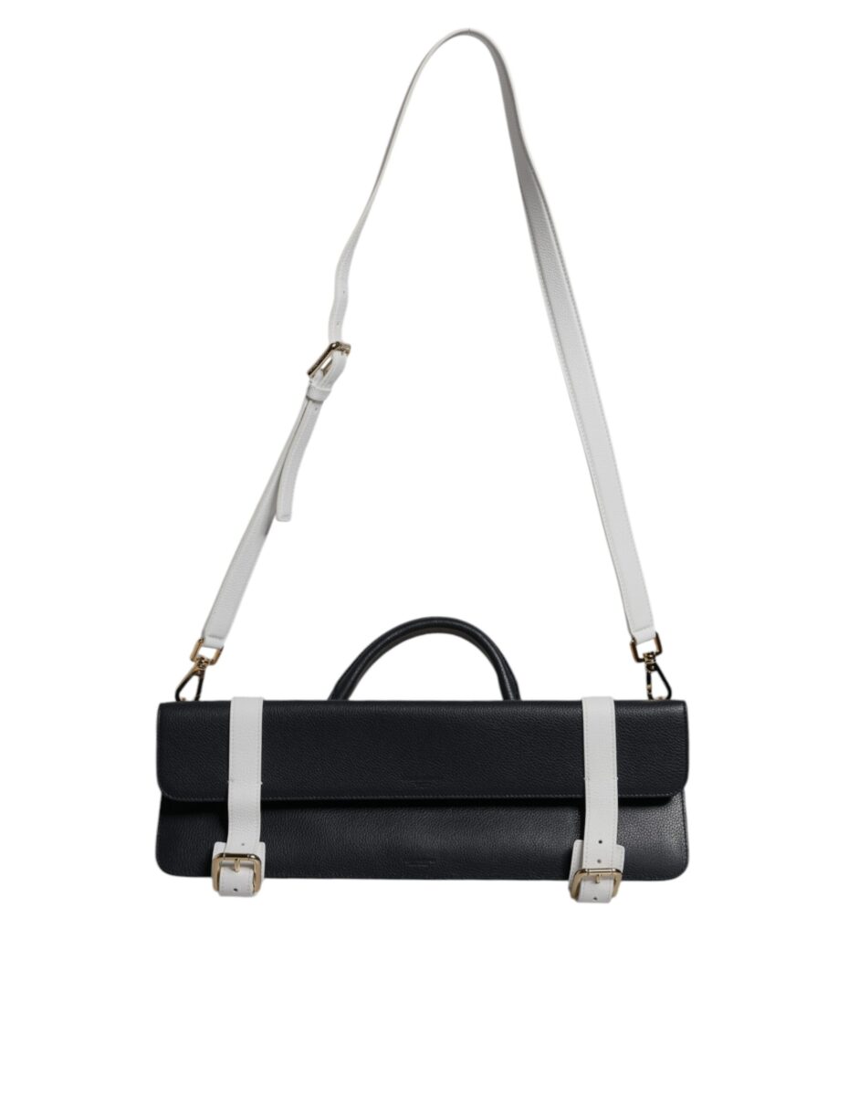 Dolce & Gabbana Blue White Calfskin Leather Crossbody Shoulder Bag