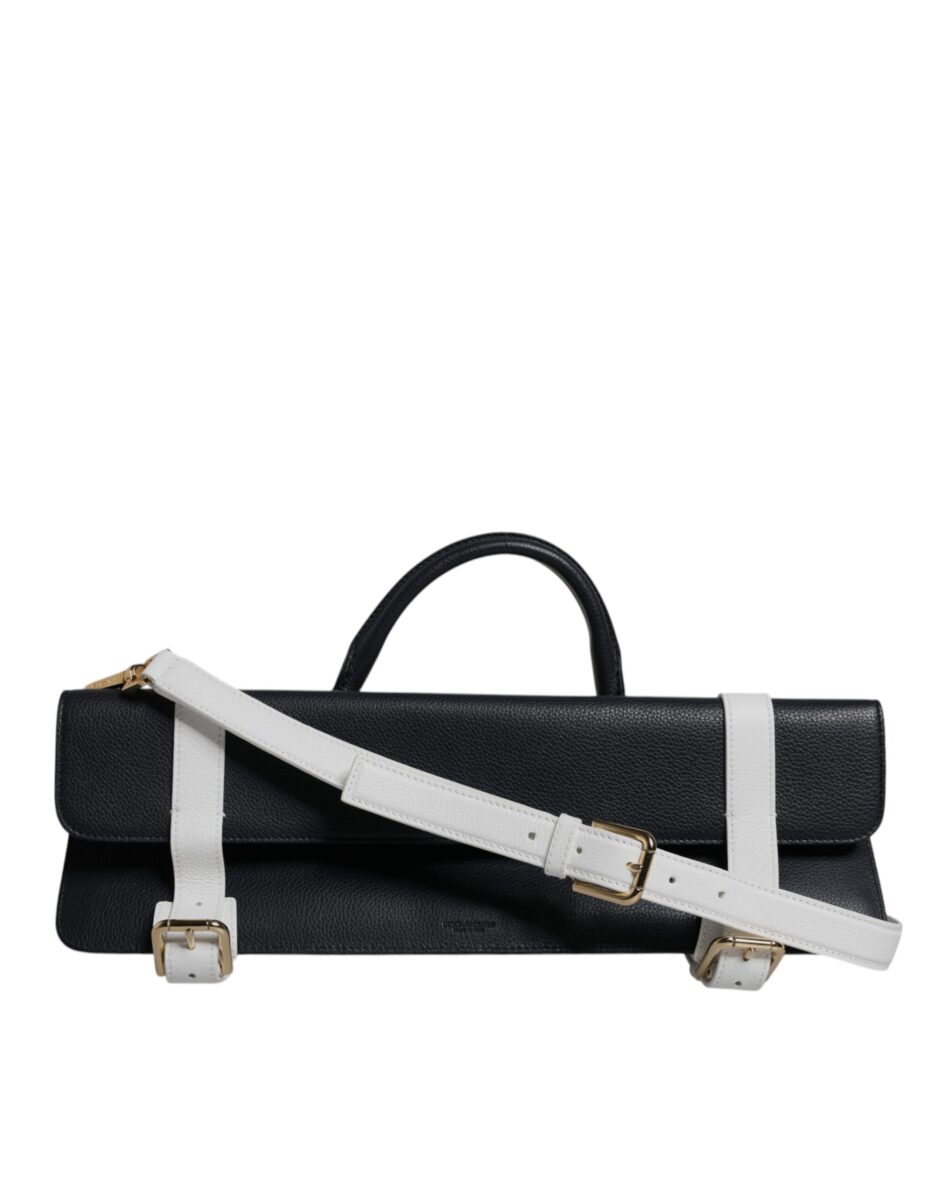 Dolce & Gabbana Blue White Calfskin Leather Crossbody Shoulder Bag - Image 3