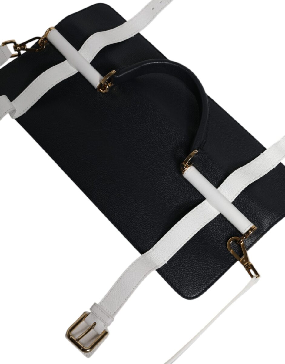 Dolce & Gabbana Blue White Calfskin Leather Crossbody Shoulder Bag - Image 5