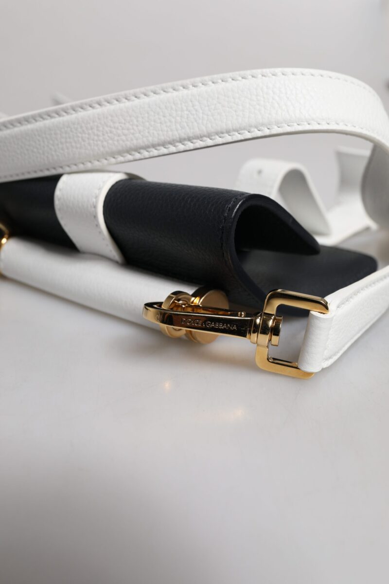 Dolce & Gabbana Blue White Calfskin Leather Crossbody Shoulder Bag - Image 7