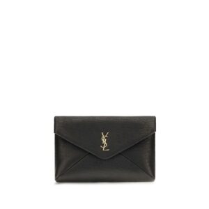 Saint Laurent Black Lamb Ovis Aries Clutch Bag