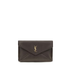 Saint Laurent Brown Lamb Ovis Aries Clutch Bag