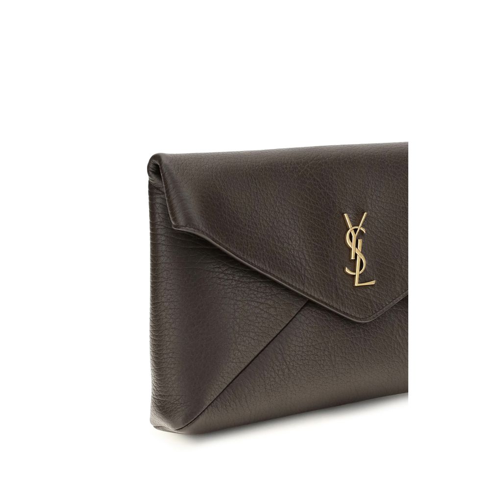 Saint Laurent Brown Lamb Ovis Aries Clutch Bag - Image 4
