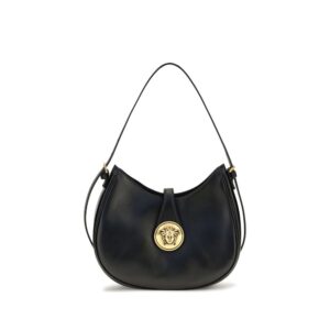 Versace Black Calf Leather Bos Taurus Shoulder Bag