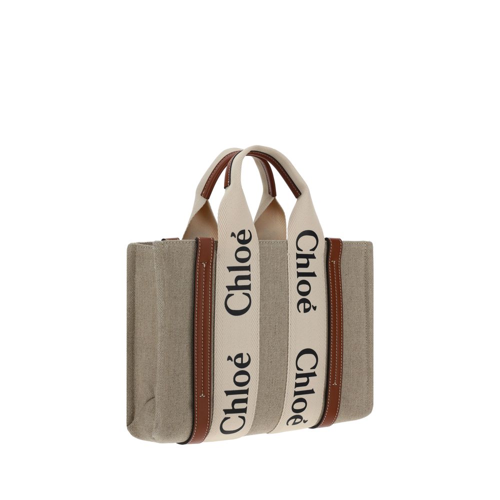 Chloé Brown Linen Handbag - Image 2