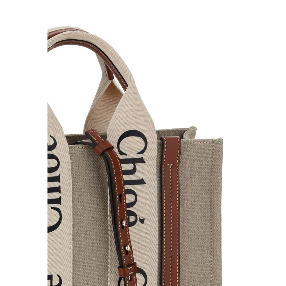 Chloé Brown Linen Handbag - Image 4
