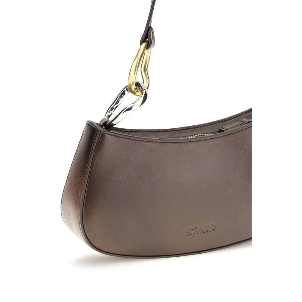 Staud Brown Calf Leather Bos Taurus Shoulder Bag - Image 4