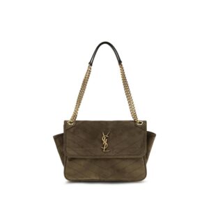 Saint Laurent Bicolor Suede Leather Shoulder Bag