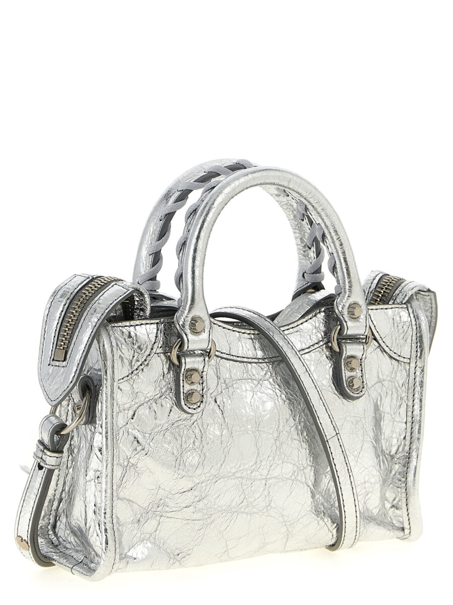 Balenciaga Silver Lamb Leather Crossbody Bag - Image 2