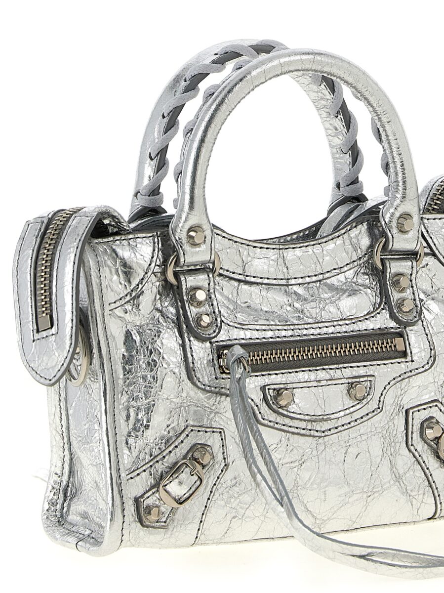 Balenciaga Silver Lamb Leather Crossbody Bag - Image 3