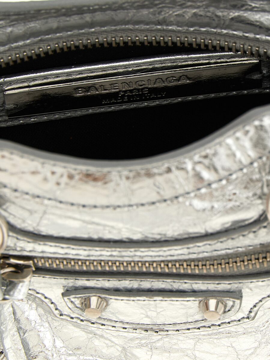 Balenciaga Silver Lamb Leather Crossbody Bag - Image 4