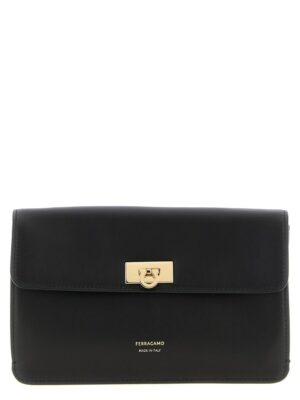 Ferragamo Black Calfskin Clutch Bag